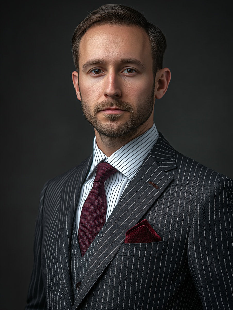 Striped three-piece-suit
